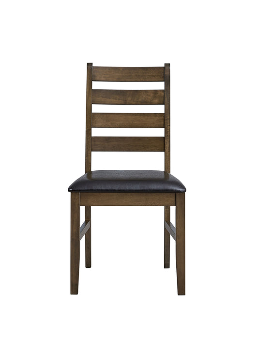 Damica Synthetic Leather Upholstered Side Chair (Set-2) with Ladder Back Design