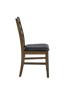 Damica Synthetic Leather Upholstered Side Chair (Set-2) with Ladder Back Design