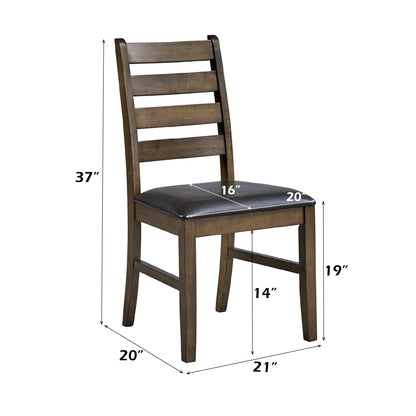 Damica Synthetic Leather Upholstered Side Chair (Set-2) with Ladder Back Design