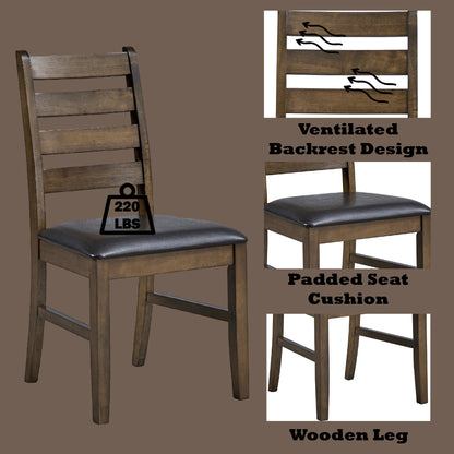 Damica Synthetic Leather Upholstered Side Chair (Set-2) with Ladder Back Design