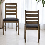Damica Synthetic Leather Upholstered Side Chair (Set-2) with Ladder Back Design
