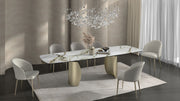 Mesa de comedor rectangular Cora con hojas