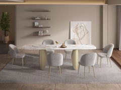 Mesa de comedor rectangular Cora con hojas