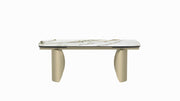 Mesa de comedor rectangular Cora con hojas