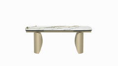 Mesa de comedor rectangular Cora con hojas