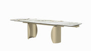 Mesa de comedor rectangular Cora con hojas