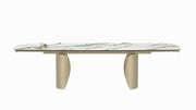 Mesa de comedor rectangular Cora con hojas