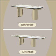 Mesa de comedor rectangular Cora con hojas