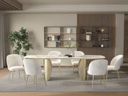 Mesa de comedor rectangular Cora con hojas