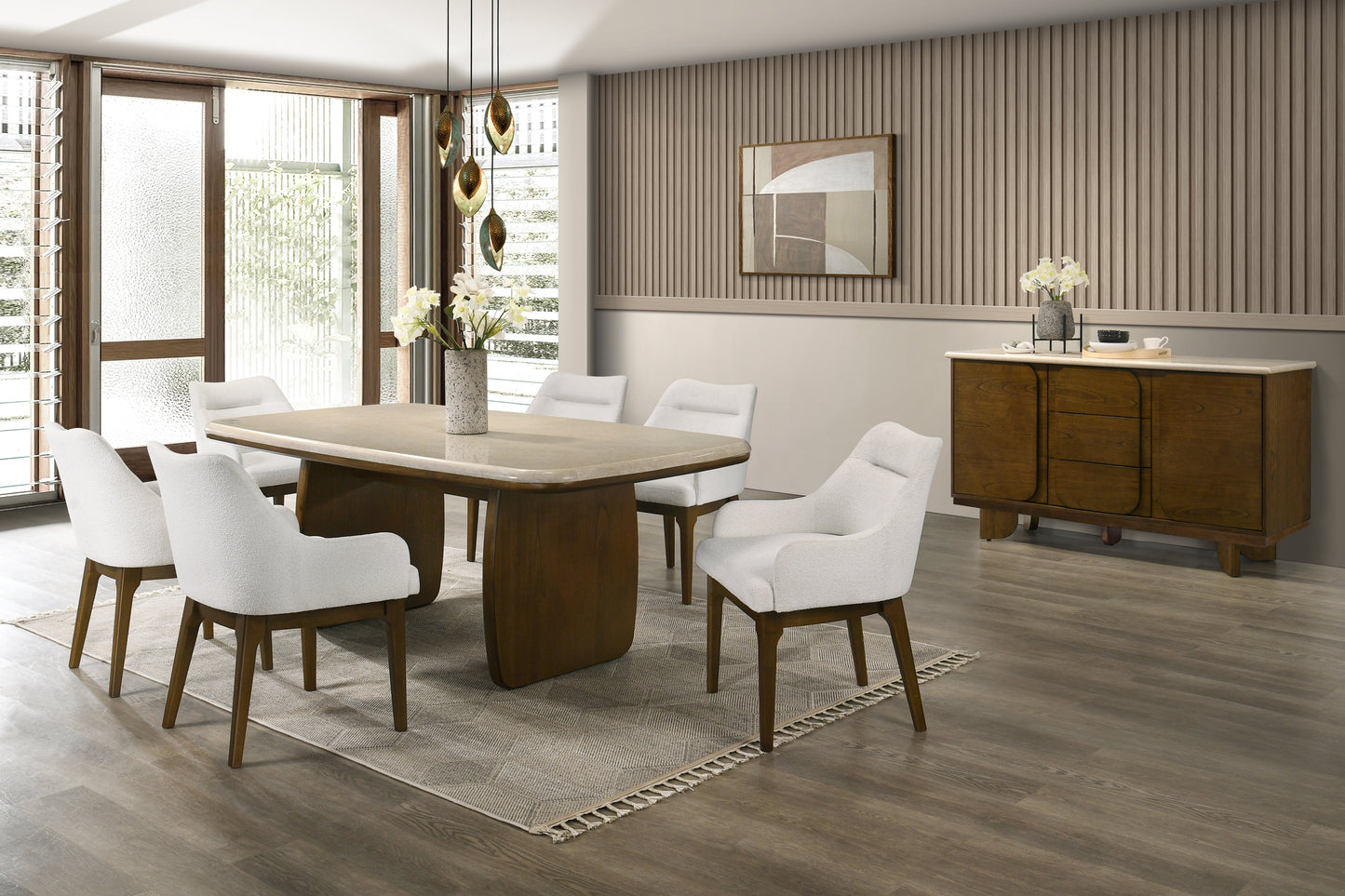 Kasha Rectangular Dining Table with Natural Marble Top