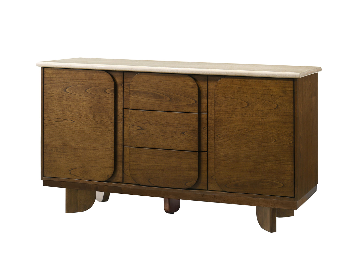 Kasha 3 - Drawer Rectangular Server with Natural Marble Top