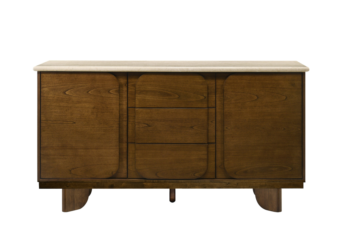 Kasha 3 - Drawer Rectangular Server with Natural Marble Top