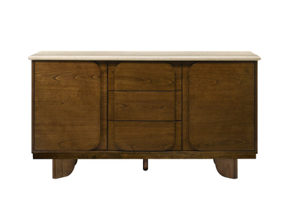 Kasha 3 - Drawer Rectangular Server with Natural Marble Top