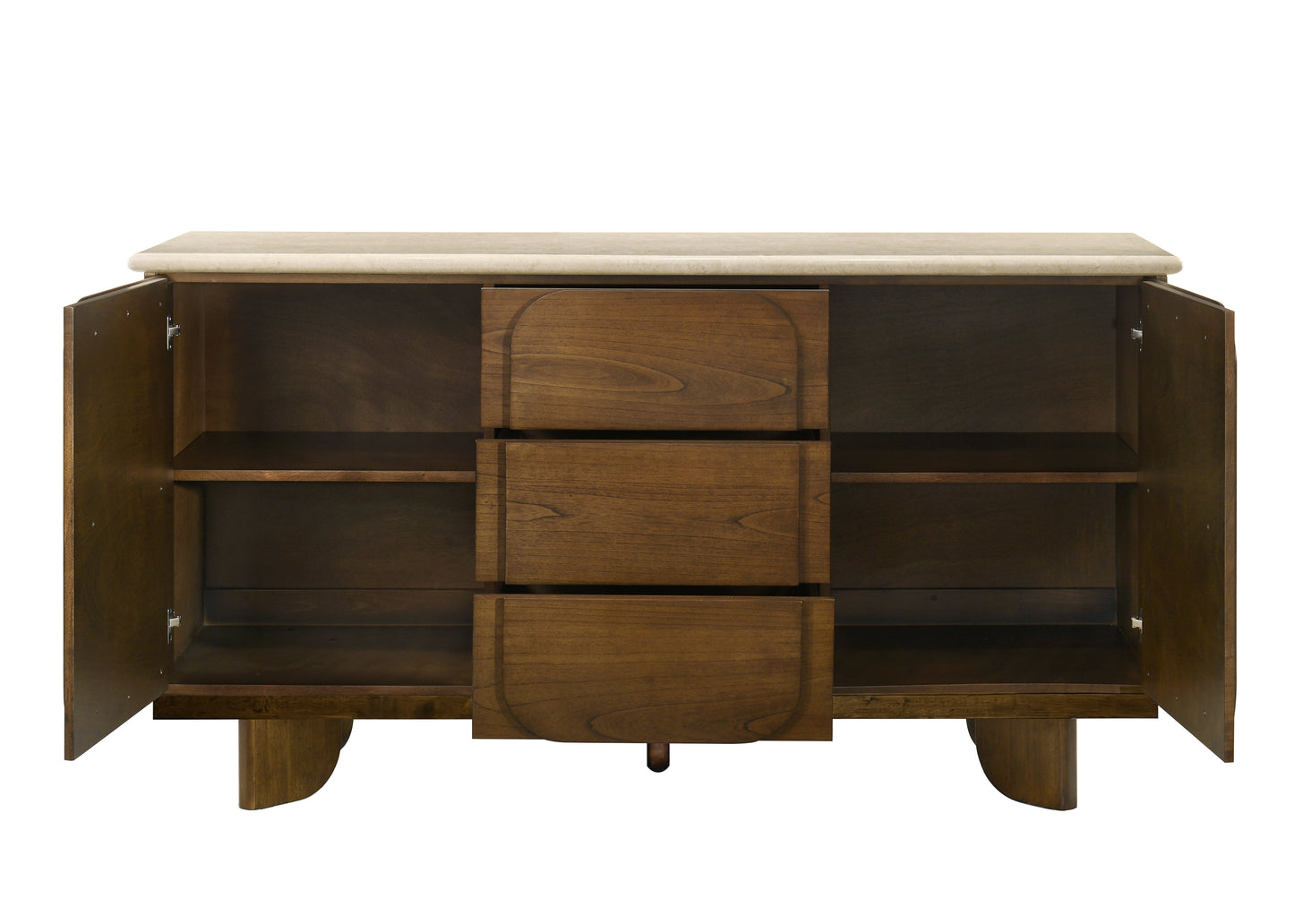 Kasha 3 - Drawer Rectangular Server with Natural Marble Top