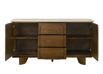 Kasha 3 - Drawer Rectangular Server with Natural Marble Top