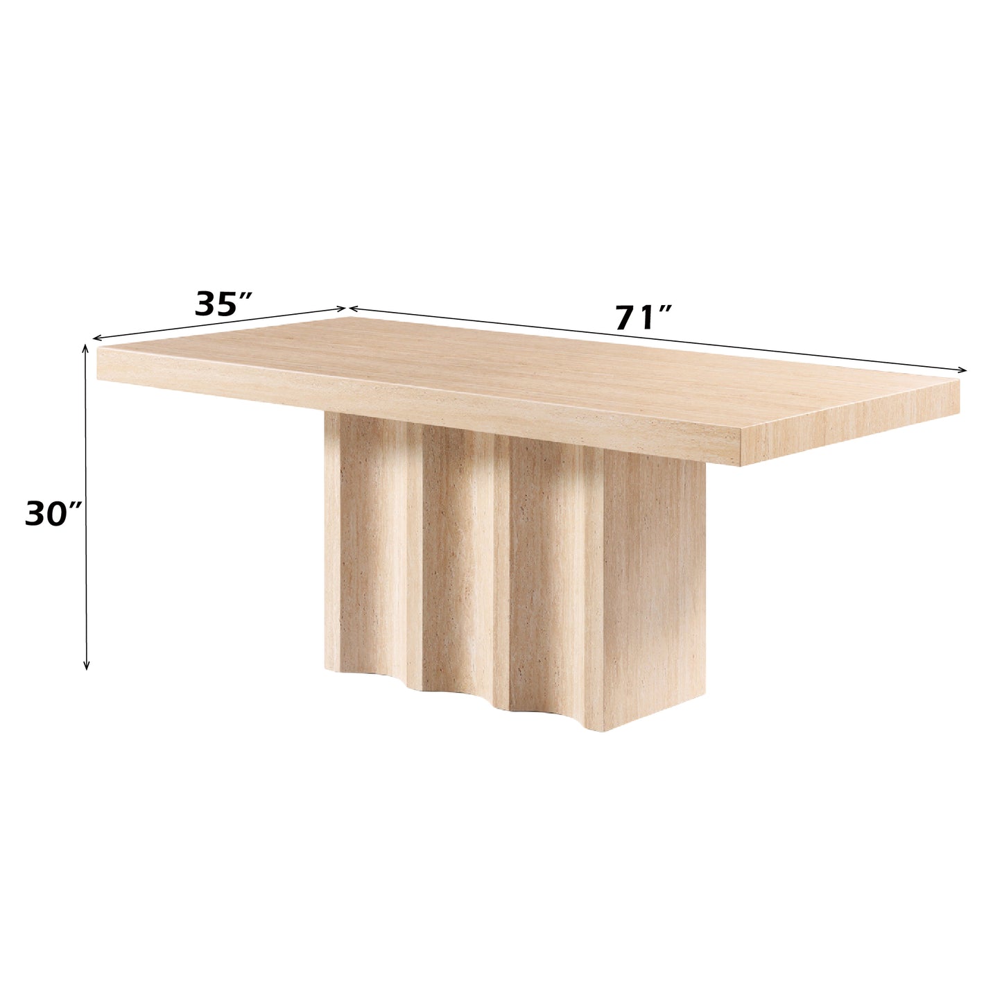 Inca Rectangular Dining Table with Travertine Stone Top