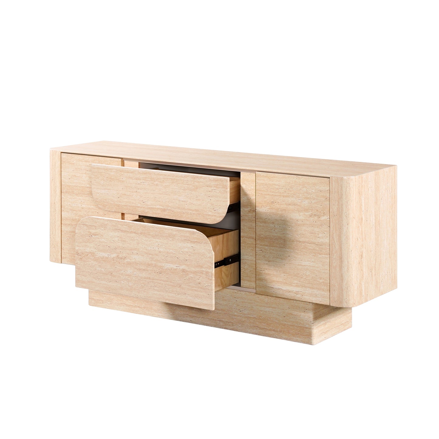 Inca 2 - Drawer Rectangular Server with Travertine Stone Top