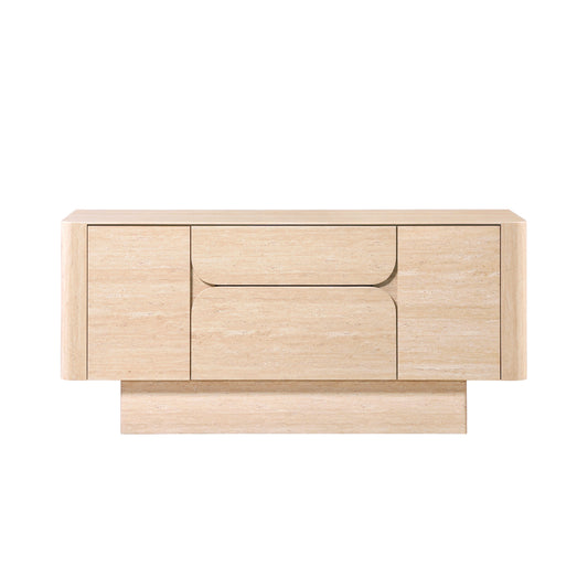 Inca 2 - Drawer Rectangular Server with Travertine Stone Top