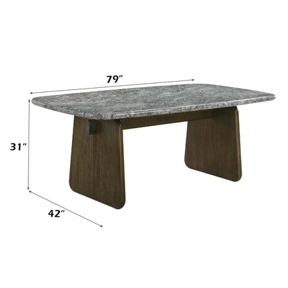 Dillon Rectangular Dining Table with Natural Marble Top