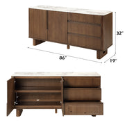 Harvey 3 - Drawer Rectangular Server with Marble Top