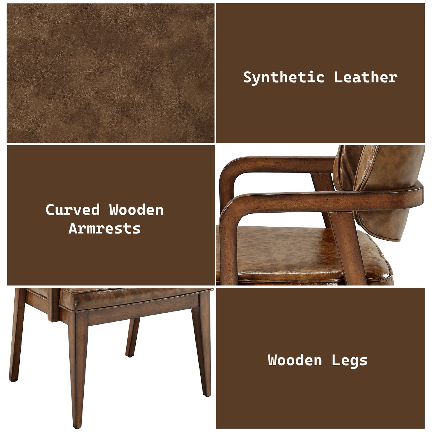 Harvey Synthetic Leather Upholstered Arm Chair (Set-2)