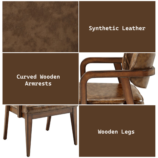 Harvey Synthetic Leather Upholstered Arm Chair (Set-2)