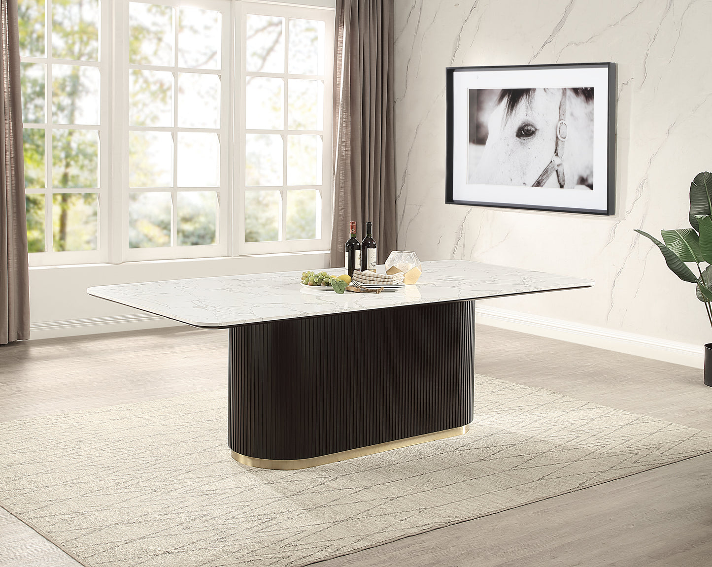 Clayten Rectangular Dining Table with Marble Top