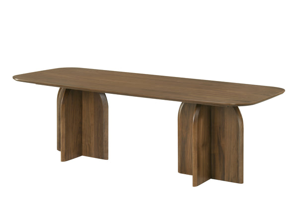 Delmon Rectangular Dining Table with Double Wooden Pedestals