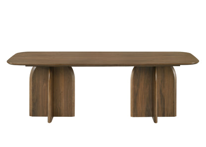 Delmon Rectangular Dining Table with Double Wooden Pedestals