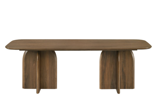 Delmon Rectangular Dining Table with Double Wooden Pedestals