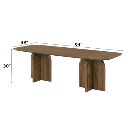 Delmon Rectangular Dining Table with Double Wooden Pedestals