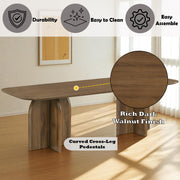 Delmon Rectangular Dining Table with Double Wooden Pedestals