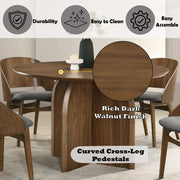 Delmon Round Dining Table with Wooden Pedestal