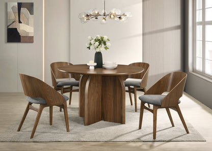 Delmon Round Dining Table with Wooden Pedestal