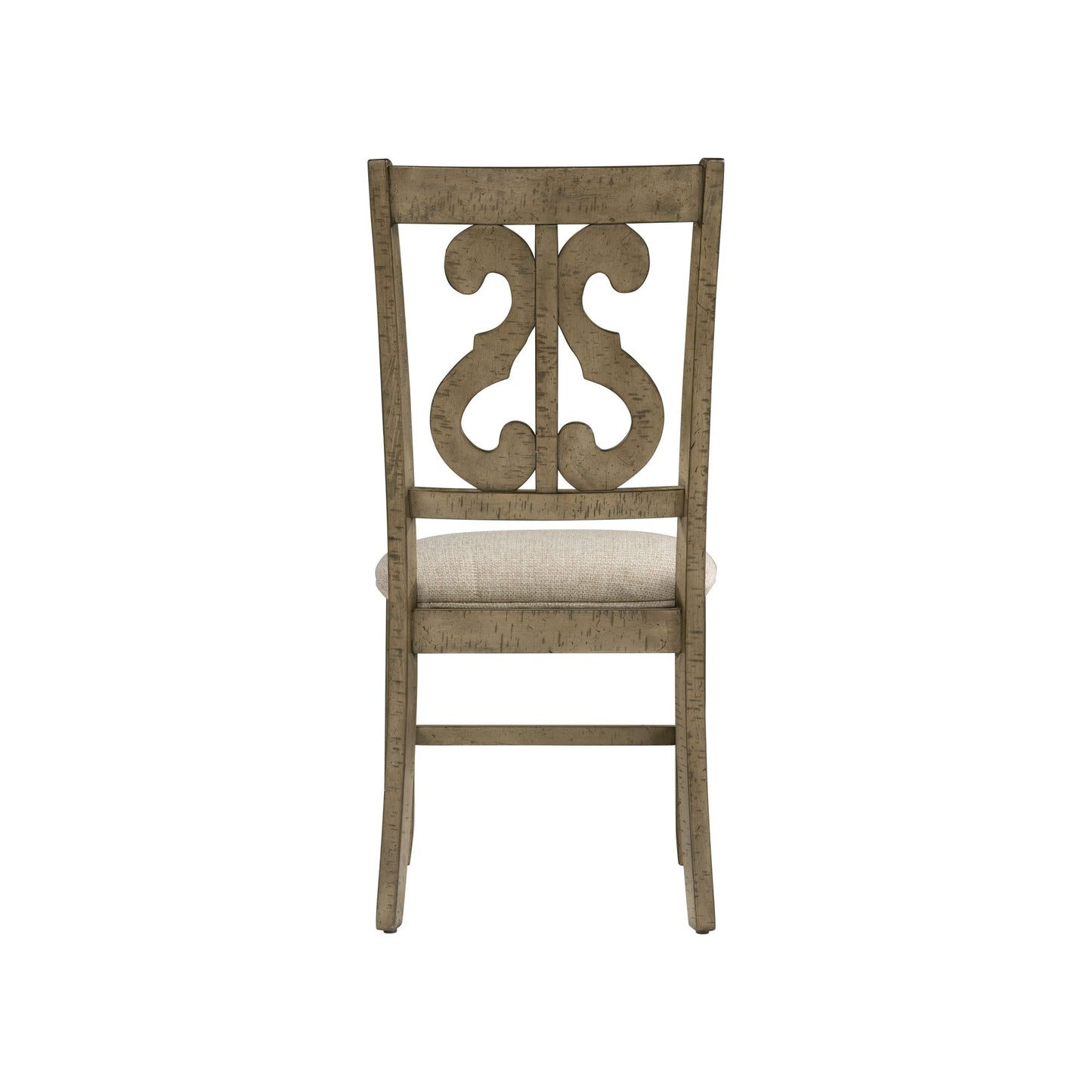 Stone Wooden Swirl Back Side Chair Chair Gray Finish (2 Per Pack)