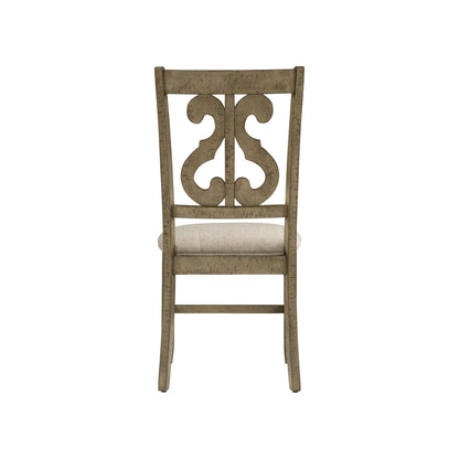 Stone Wooden Swirl Back Side Chair Chair Gray Finish (2 Per Pack)