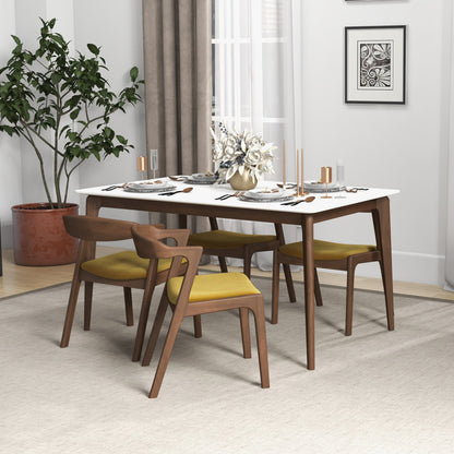 Silla de comedor Dakota de terciopelo amarillo oscuro (juego de 2)