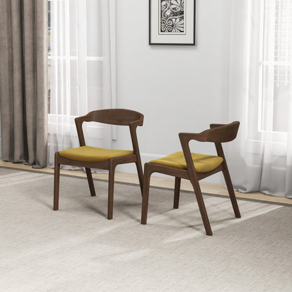 Silla de comedor Dakota de terciopelo amarillo oscuro (juego de 2)