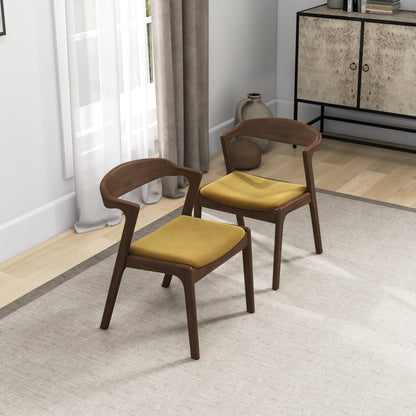 Silla de comedor Dakota de terciopelo amarillo oscuro (juego de 2)