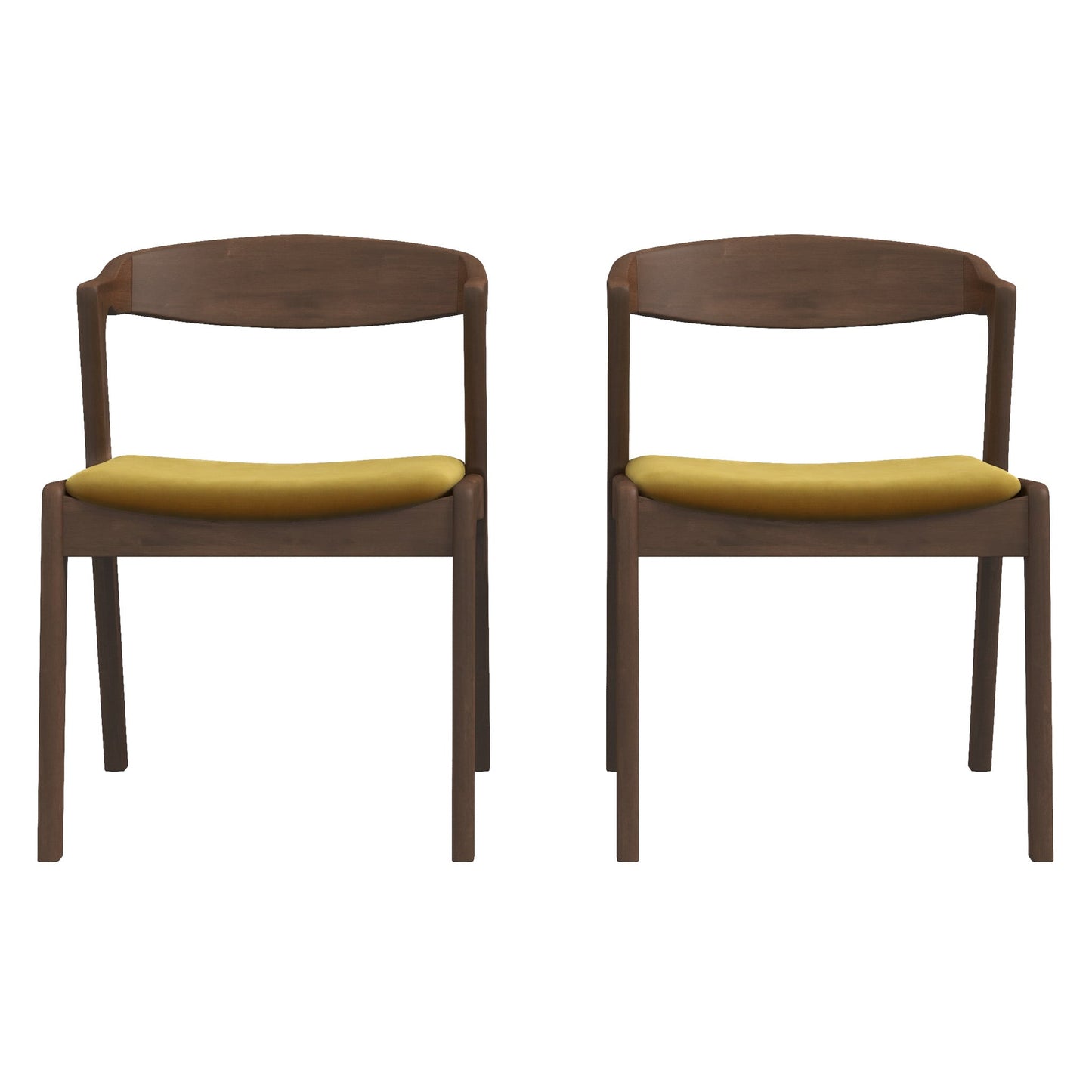 Silla de comedor Dakota de terciopelo amarillo oscuro (juego de 2)