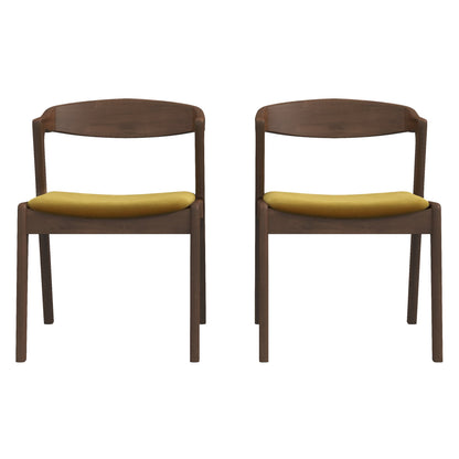 Silla de comedor Dakota de terciopelo amarillo oscuro (juego de 2)
