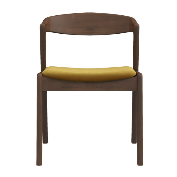 Silla de comedor Dakota de terciopelo amarillo oscuro (juego de 2)