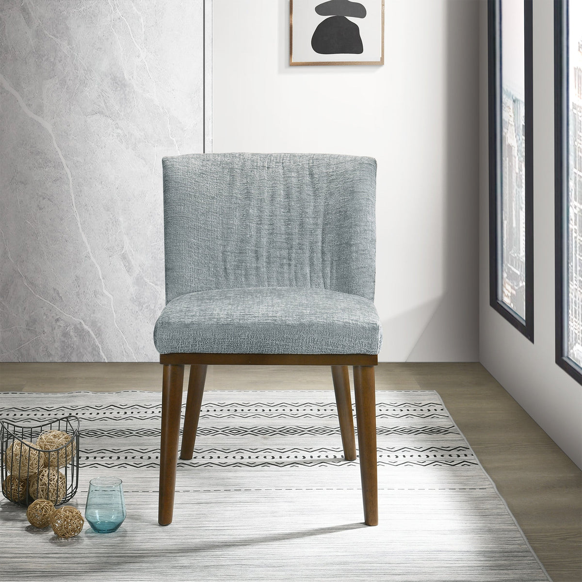 Silla de comedor Daley de tela gris (juego de 2)