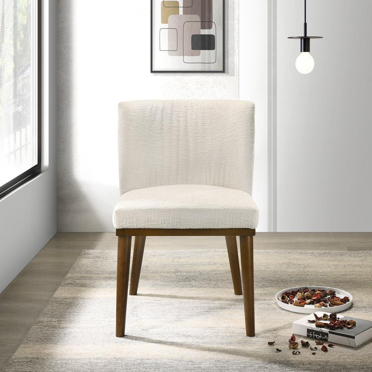 Silla de comedor Daley de tela blanca (juego de 2)