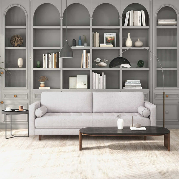 Sofá de tela con respaldo acolchado gris claro Anthony