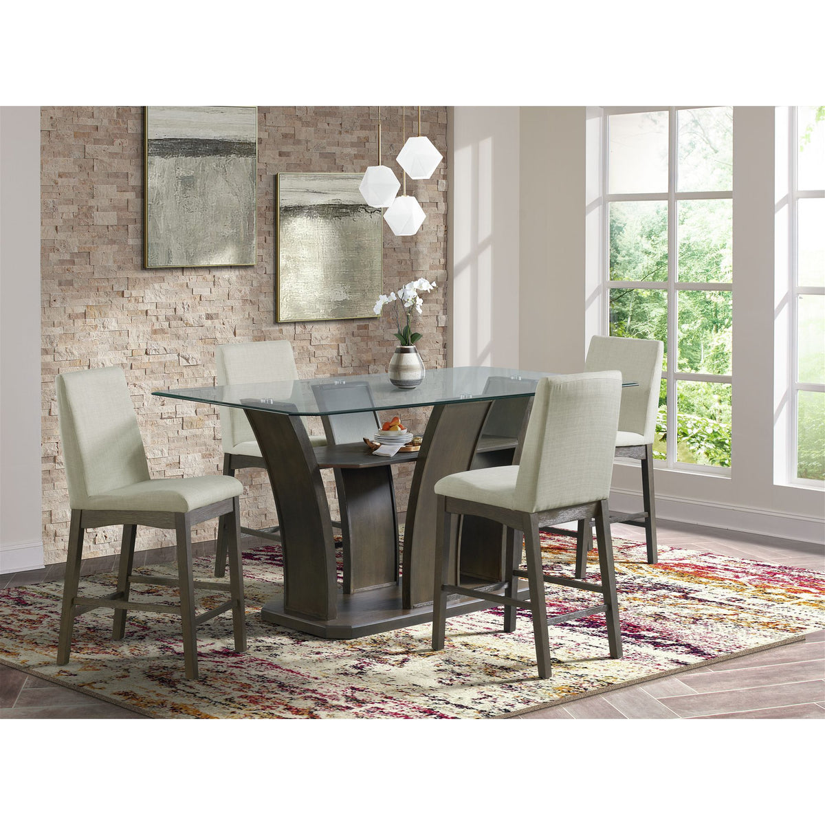 Dapper Rectangular Counter Dining Table in Walnut