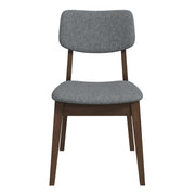 Silla de tela gris oscuro con respaldo sólido (juego de 2)
