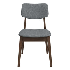 Silla de tela gris oscuro con respaldo sólido (juego de 2)