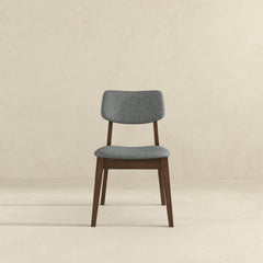 Silla de tela gris oscuro con respaldo sólido (juego de 2)