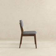 Silla de tela gris oscuro con respaldo sólido (juego de 2)